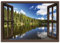 ARTLAND Wanddeko Leinwand Bilder Wandbild 100x70 cm Fensterblick Wald See Landschaft Norwegen Natur Landhaus T1DX