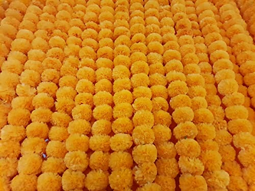 Decoration Craft 5 Stück Künstliche Hellorange Ringelblumen-Girlanden 152 cm lang für Partys, indische Hochzeiten, indische Themendekorationen, Heimde