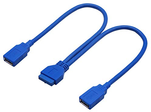 AAOTOKK USB 3.0 A Hembra a 20 Pin Hembra Cabecera Placa Base Cable para Puertos USB Directamente a la Placa Computadora Compatible USB 2.0/1.0 (30cm-20Pin to USB F)