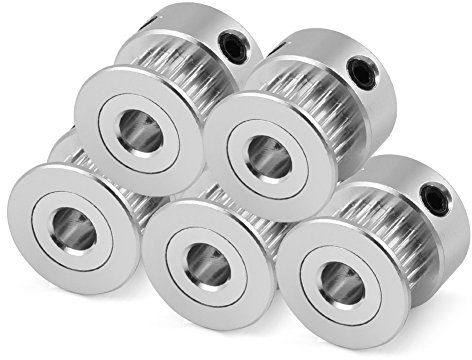 Bewinner 5 Stück Zahnriemenscheibe, 20T 5mm / 8mm 3D Drucker Zahnriemenscheibe für 6mm Zahnriemen, Aluminium Zahnrad Synchronrad, Silber(5mm)