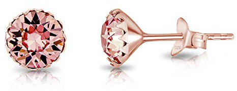 Orecchini Lovli - Orecchini a Lobo Argento 925 Placcati Oro Rosa con Cristalli Rosa Antico 6 mm - Orecchini Rosa Donna - Orecchini Donna Oro Rosa - Punto Luce Orecchini Oro Rosa