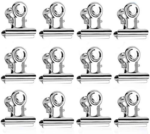 Bulldog Clips Métal, 50Pcs Pinces à Charnière en Metal, 22mm Pince Papier, Argent Bulldog Binder Clips pour Photos, Fournitures de Bureau à Domicile (Argent)