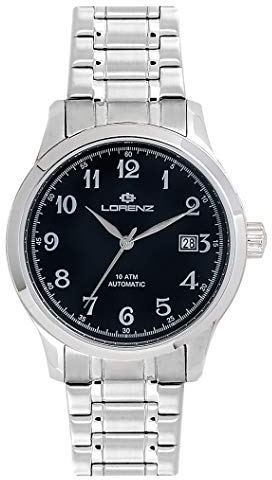 Lorenz 26240BB Automatikuhr für Herren, Armband aus Stahl, schwarz, 100 m, Armband