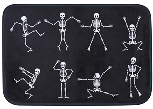 DOITOOL Totenkopf-Teppich, rutschfest, Skelett-Bodenmatte, dekorative Teppiche, Fußmatte, Fußmatte, für Halloween, Außen- und Innendekoration, 40 x 60 cm