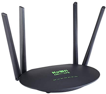 Router 4G LTE Wireless, KuWFi Router 4G LTE fino a 300Mbps/Wireless fino a 300Mbps, Porta LAN/WAN, Senza configurazione,4 Antenne Ad Alto Guadagno,Compatibile con Tutti Gli Operatori