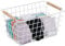 1 x Drahtkorb, Holzgriffe, rechteckig, Gitter Design, Kleidung, Accessoires, Metallkorb, HBT: 16x31x21 cm, weiß