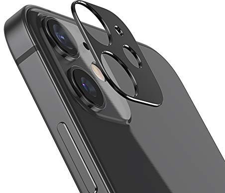 NOKOER Camera Lens Protector for iPhone 12 Mini, [2 Pack] Camera Lens Protector Ring Cover, High-Grade Metal Material [Anti-Fall] [Wear Resistant] iPhone 12 Mini Camera Protector - Black