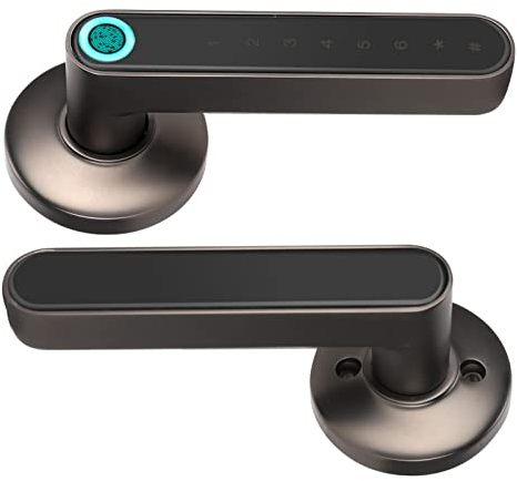 Elektronisches Fingerabdruck Türschloss Keyless Entry Smart Biometric Fingerprint Türschloss, Safe Haustürgriff mit Fingerabdruck APP Unlock für Home Office Apartment Garage School(Black)