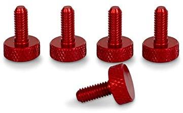PrecisionGeek Tornillo de cabeza moleteada Aluminio Rojo M3 x 10mm 5pz