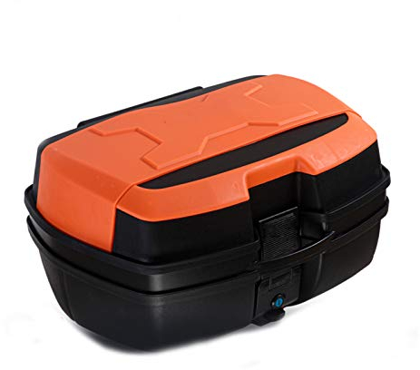 ZXCASDF Topcase Motorradkoffer, Top Case Universal, Für Roller, Motorrad, Mofa & Quad Aufbewahrungskofferroller Kann Helme,Black Plus orange