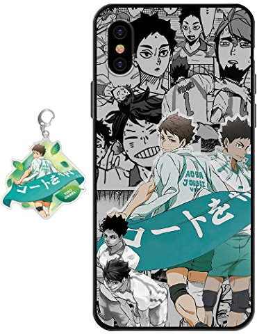 Compatible with iPhone XS Max Case Anime Design [With Figure Keychain], Soft Silicone Flexible TPU Volleyball Animation Phone Case for iPhone XS Max