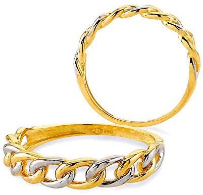 JC Damenring in 585 Bicolor Panzer Ring Einzelring Damen Ring Schmuck 8204
