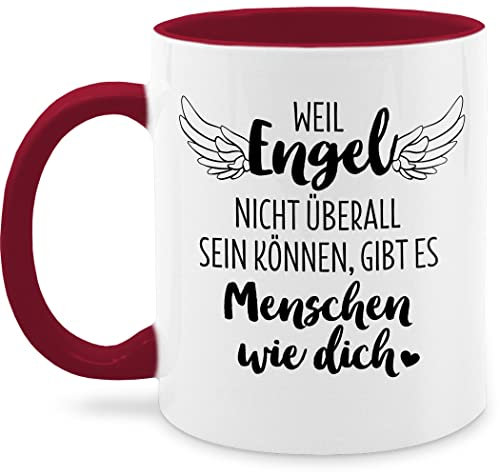 Tasse Tassen 325ml - Statement Sprüche - Weil Engel nicht überall sein können gibt es Menschen wie dich mit Flügeln - 325 ml - Bordeauxrot - abschiedsgeschenk hort spruchtasse sarkasmus