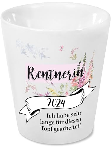 Bedruckter Blumentopf/Kräutertopf mit schönem Spruch „Rentnerin 2024“ - originelles Geschenk zur Rente, Geschenkidee zum Ruhestand - perfekt als Dekoration