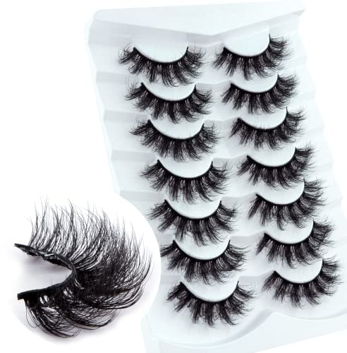 Faux Cils 7 Paires- 8D Faux Cils Naturel à la Main Ultra-Minces Cils Professionnel Cils Noir Réutilisables (G02)