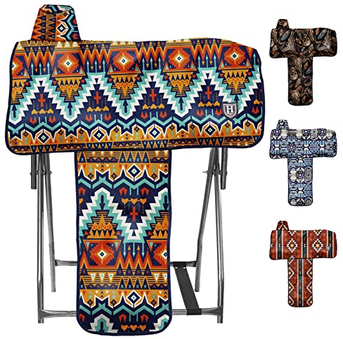 Harrison Howard Robuster, wasserdichter Western-Sattelbezug mit stilvollen Drucken, die auffallen, perfekt für Präsentationen oder Reitveranstaltungen, Tribal-Vibe