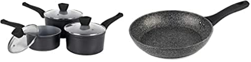 Kleeneze KL062291ELISEEU Klein Tischbügelbrett+SALTER BW05457BS Pfanne aus Kohlenstoffstahl für das Leben, vorgewürzte Bratpfanne