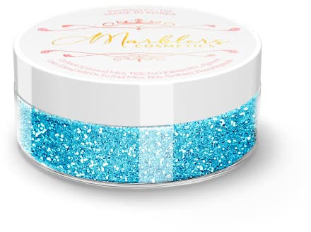 MARBLERS Cosmetic Grade Fine Twinkle Glitter [Aqua Blue] 0.18oz (5g) | Non-Toxic | Vegan | Cruelty-Free | Eyeshadow, Nail Polish, Nail Art | Festival, Rave & Party Makeup | Body & Face