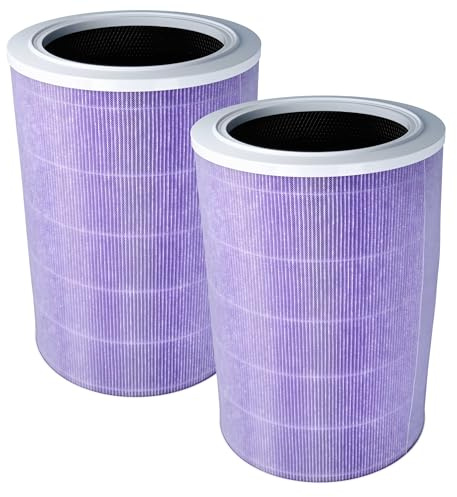 vhbw 2x HEPA Filter compatible with Xiaomi Mi Air Purifier 2C Air Cleaner - Spare Air Filter with Integrated Active Carbon Filter, Antibacterial