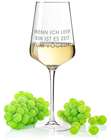 Leonardo Puccini Verre à vin avec gravure – Si je suis vide – Cadeaux amusants avec inscription pour couples – Cadeau pour les amateurs de vin et les amateurs de vin – Cadeau pour femmes et hommes –