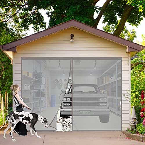 Magnet Fliegengitter Tür 300 x 295 cm Insektenschutz, Durable Fiberglass Mesh Curtain, Anti-Riss-verstärktes Oberteil, Klebemontage Ohne Bohren, Der Magnetvorhang ist Ideal für die Balkontür Grau