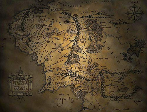 Metal Tin Sign Lord of The Rings Middle Earth Map Metal Sign 8X12 Inches