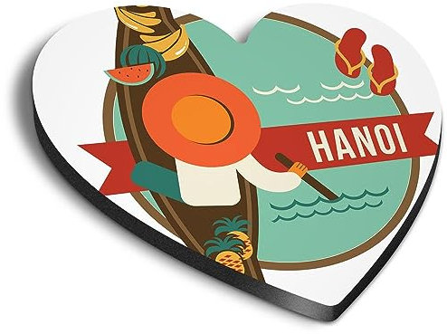1x Heart MDF Magnet 6cm - Hanoi Vietnam Fun Travel Asia Holiday - Fridge Locker Office Whiteboard Toolbox #58810