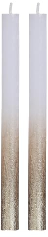 COMFORDER Stabkerzen Set, 2x Tafelkerzen weiß mit Gold, 25cm, 10 Stunden Brenndauer