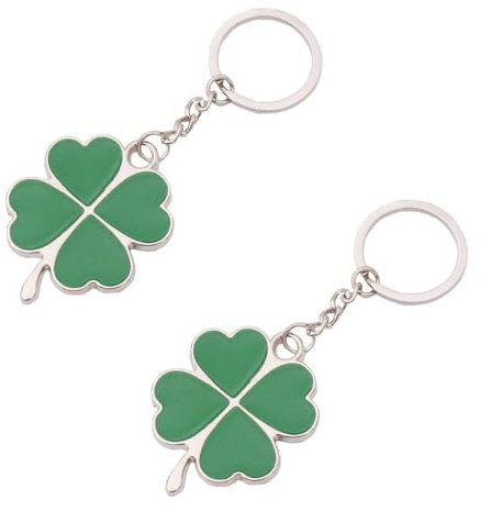 ZKGYUS Lot de 2 Porte-Clés Porte-Bonheur en Alliage de Zinc Avec Trèfle à Quatre Feuilles, Cadeaux D'Anniversaire pour La Famille Et Les Amis, Cadeaux de Noël, Cadeaux de Thanksgiving