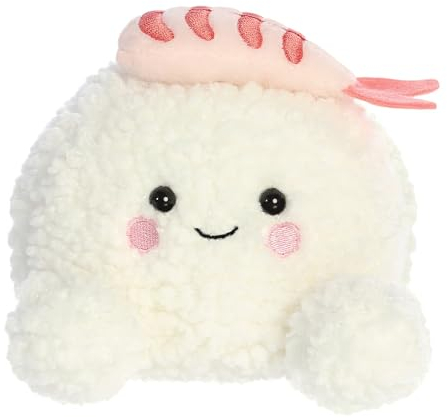 Aurora, 33872, Palm Pals EBI Shrimp Sushi 5In, Soft Toy, White & Pink