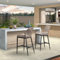 PURPLE LEAF Hoher Barhocker 2er Set, Aluminium Barstühle mit Rückenlehne, Outdoor-Tresenhocker Rattan, Mit Gepolsterte Sitze, Böhmischer Stil, für Bar, Cafés, Anthrazit