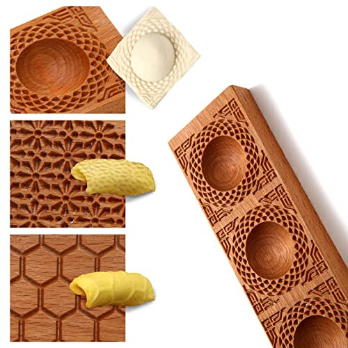 Yaoxianwu Ravioli-Form aus Holz – handgefertigte Ravioli-Form, frische Pasta, Stempelbrett, gefüllte Plätzchen, Spaghetti, Makkaroni, 3-in-1-Kombination, DIY-Küchen-Backwerkzeug