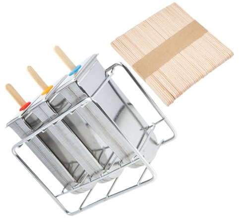 HOMSFOU 1 Jeu Moule à glace en inox machine à glaçons plateau de service en métal gâteau moules à glaces moule à popsicle en acier inoxydable moules à popsicle bricolage Bac à glaçons Bois