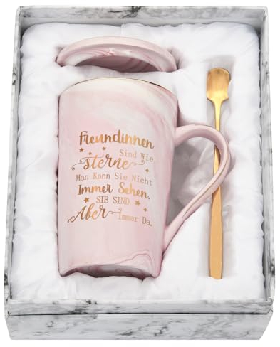 Joymaking Kaffeetasse Geschenk für Freundinnen Geschenkidee Freundschaft Geschenk für Freundin Bff Geburtstag Weihnachten Geschenk Tasse mit Spruch - Freundinnen sind wie Sterne, 400ml Rosa
