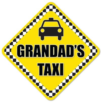 Sticker Gold - Funny Grandads Taxi Self Adhesive Car Sticker - 19cm x 19cm - Water Proof Window Decal SG246