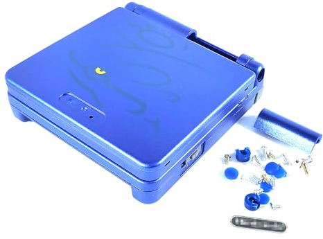 GBASP Extra DIY Gehäuse Schalen Dunkelblau Ersatz für Gameboy Advance GBA SP Handkonsole für Kyogre Edition Außengehäuse Rückseite Abdeckung mit Knöpfen, Schrauben, Aufkleber, Lochstopfen