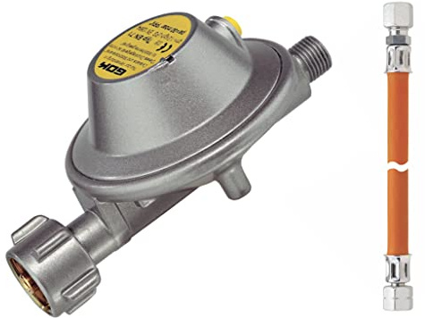 Roeder GOK Gasregler für Wohnwagen, 30 mbar, 1,2 kg/h, mit Schlauch 10 mm