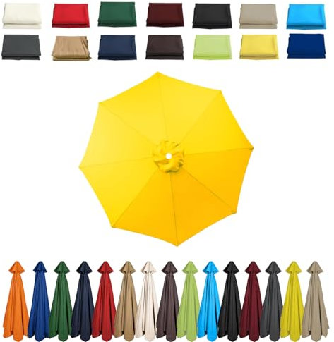 HonunGron Telo di Ricambio per Ombrellone A 6 Stecche/8 Stecche, UV50+ Telo di Ricambio per Ombrellone da Giardino, Copertura di Ricambio, per Tavolo, Ombrello, Baldacchino (3.0m - 6 Ribs,Giallo)