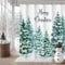 AIBIIN Rideau de douche « Merry Christmas », arbre de Noël, paysage de neige, rideaux de bain pour salle de bain en polyester durable avec 12 crochets, 180 x 180 cm