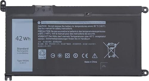FlyZythrol 42Wh YRDD6 1VX1H battery Compatible With Dell Inspiron 5482 5485 5491 5591 5481 3310 2-in-1 P93G001 3493 3501 3582 3583 5480 5581 5593 5584 5590 5493 5585 5594 5598 7586 Vostro 3491 FDRHM