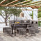 THOYTOUI 5-TLG. Sofagarnitur, Biergartengarnitur Gartenset Tisch und stühle Möbelsets Gartengarnitur Set Geeignet für Veranda Terrasse Garten Balkon in L-Form mit Kissen Poly Rattan Grau