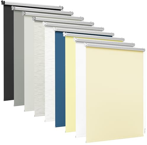 Jalousiescout Thermorollo ohne Bohren, Klemmfix Rollo mit Thermo-Beschichtung, Verdunkelungsrollo für Fenster und Türen, Sonnenschutz Sichtschutz, 57.5 x 210 cm (BxH), Creme
