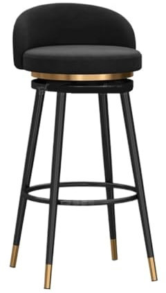 RUVOO Barhocker Barstuhl Drehbare Barhocker Aus Samt, Hoher Barhocker, 2er-Set, Barhocker, Gepolsterte Stühle Mit Rückenlehne Und Fußstütze Barstühle Barsessel(Black,65cm)