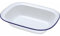 DTD QUALITY MATTERS Falcon 20cm Oblong Enamel Pie Dish – White with Blue Rim, Non-Stick Oven Baking Dish, Classic Rectangular Bakeware by Falcon Housewares