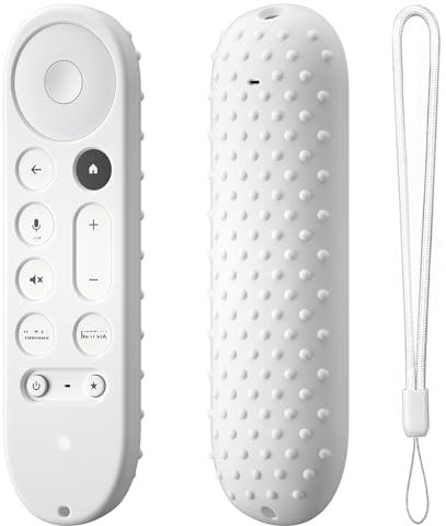 Remote Protective Cover for Google Anti Slip Shockproof Silicone Remote Controller Cases For Google TV Streamer 4K TV 2024 for Google GY3LE Remote Controller Anti-Lost with Strap (White)