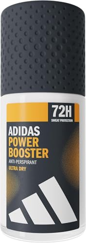 adidas Power Booster Anti-Transpirant Deo Roll-On für ihn, 72 Stunden trockene Frische, aromatisch-holziger Duft, 50 ml (Packung mit 5)