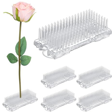 M METERXITY 6-Pack Plastic Flower Frog 2.76 x 1.18 Rectangular Flower Pins Flower Frog Holder W Suction Cups Floral Frog for Arrangements Vase/Plant Decoration/Home Decor [1.2cm Pins]