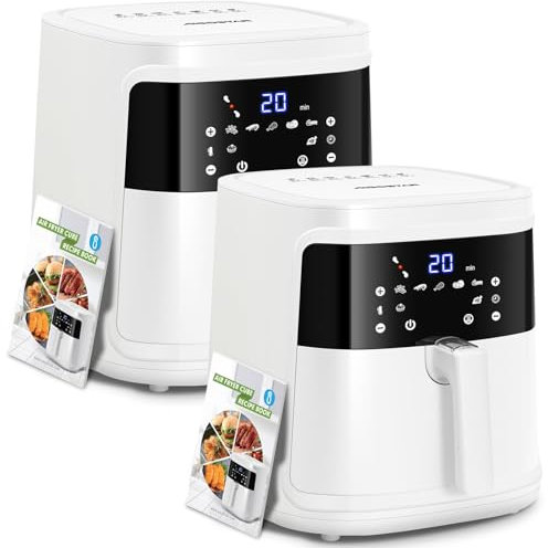 Aigostar White Cube, Friggitrice ad Aria 7L 1900W Smart Senza Olio, Controllo App e WiFi, 7 Programmi con Schermo LED, Cestello Removibile Anti Aderente, Mantenimento Calore, 20 Ricette, Senza BPA *2