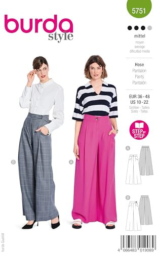burda style Schnittmuster Damen #5751 weite Hosen mit Taschen & Schließe Gr. 36-48