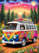 Jawecci Bus Diamond Painting Erwachsene, 5D Diamant Painting Bilder Erwachsene Anfänger, DIY Runde Steine Diamant Kunst Set Diamant Malerei Kinder für Home Dekor 30x40cm